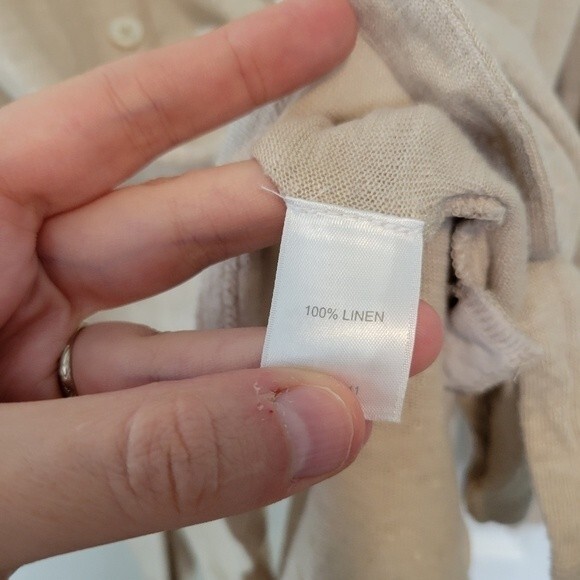 J. Jill Love Linen Beige Button Up Long Sleeve Top Size Medium lagenlook - Picture 5 of 6
